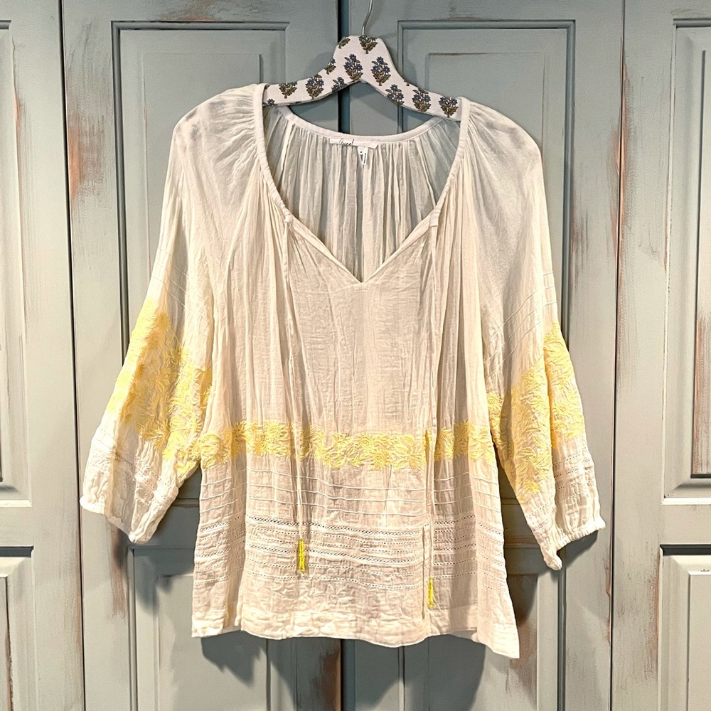 Anthropology Embroidered Peasant Top